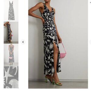 RIXO Black and White Midi Dress